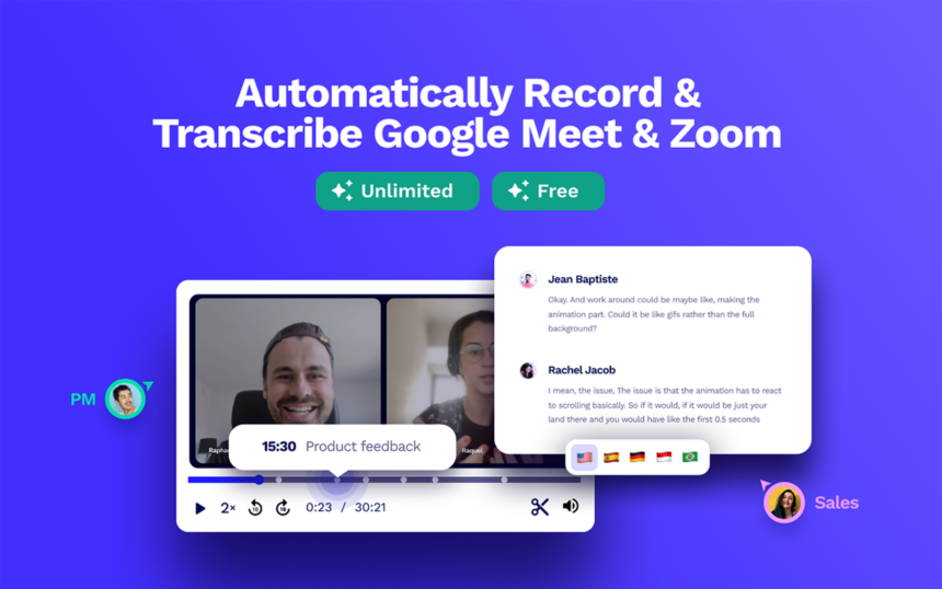 tl;dv : Automatically reccord & transcribe Google Meet & Zoom