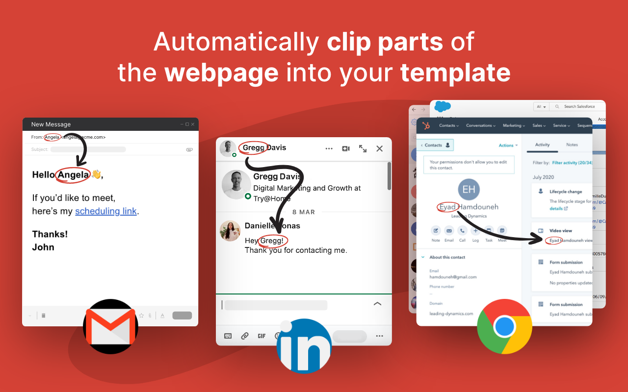 Text Blaze : Automatically clip parts of the webpage into your template