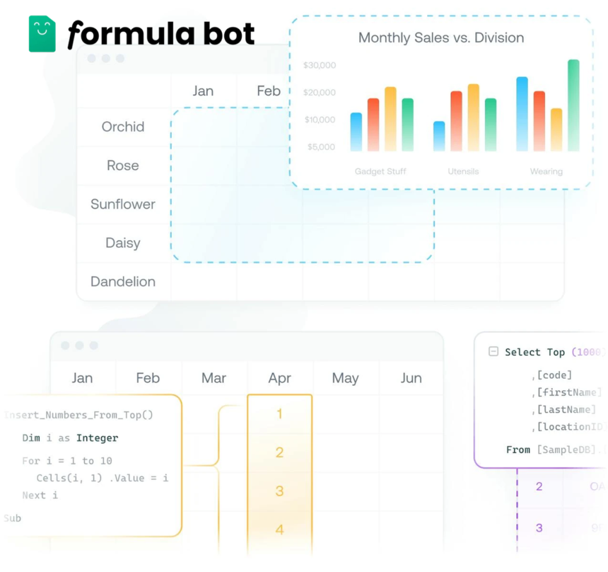 Excel formulat bot :You chat and we generate formulas, analyze data, automate data tasks and more.