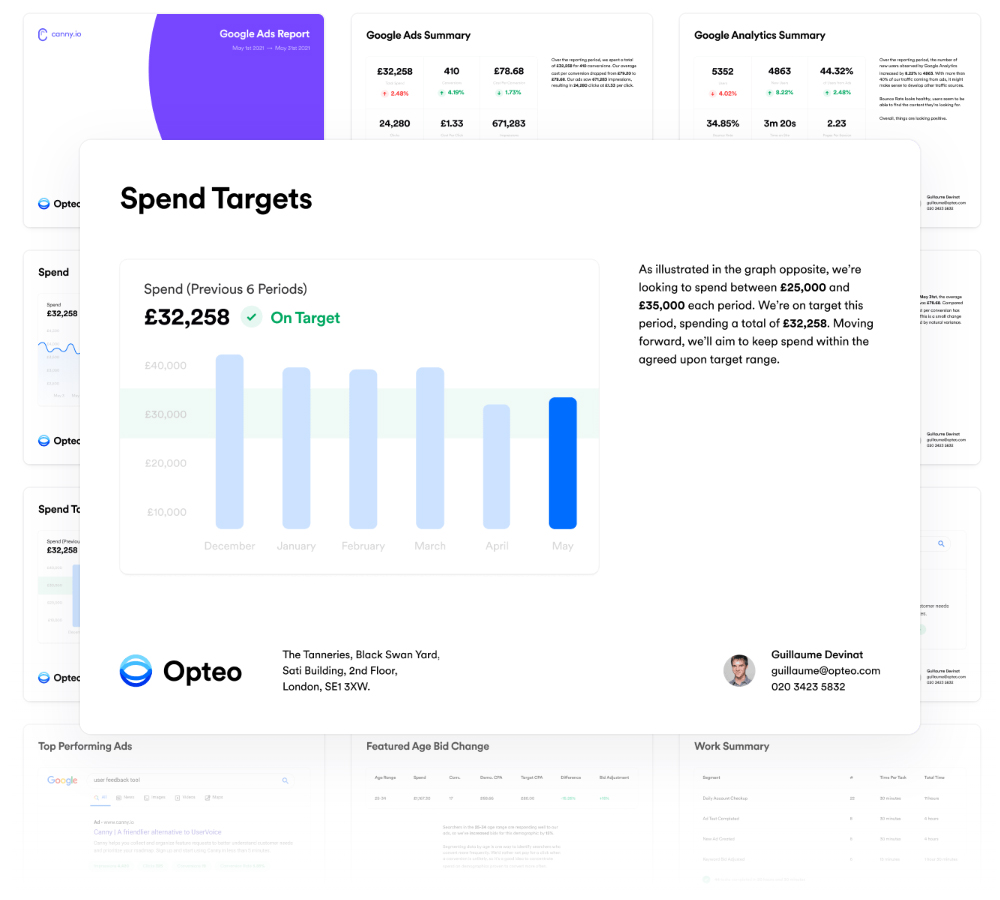 Opteo AI Google Ads reporting