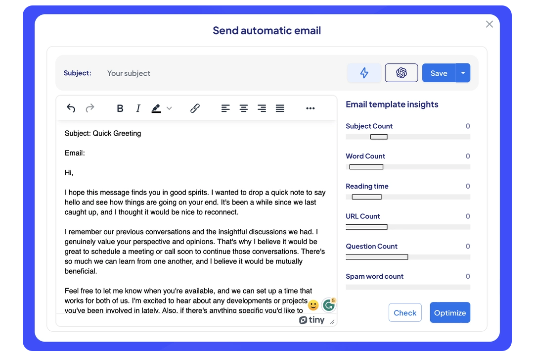 success ai - Création d'emails améliorée par l'IA