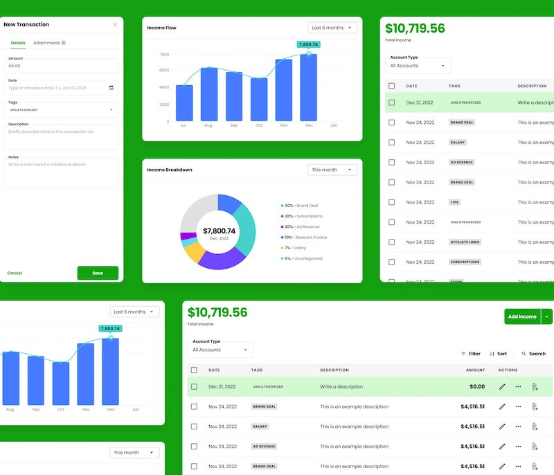 Beacons AI: Income Dashboard