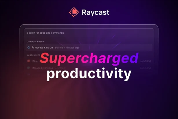 Supercharged productivity ! Raycast is a blazingly fast, totally extendable launcher. It lets you complete tasks, calculate, share common links, and much more.