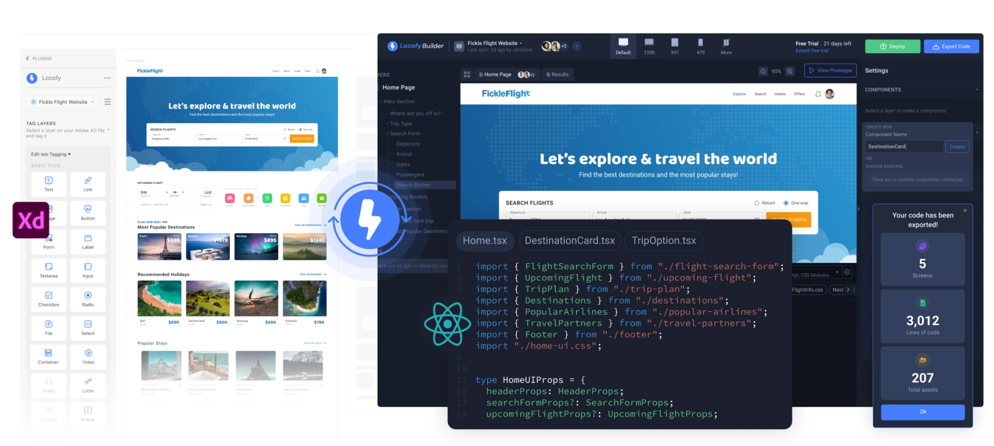 Locofy Convert Adobe XD to React