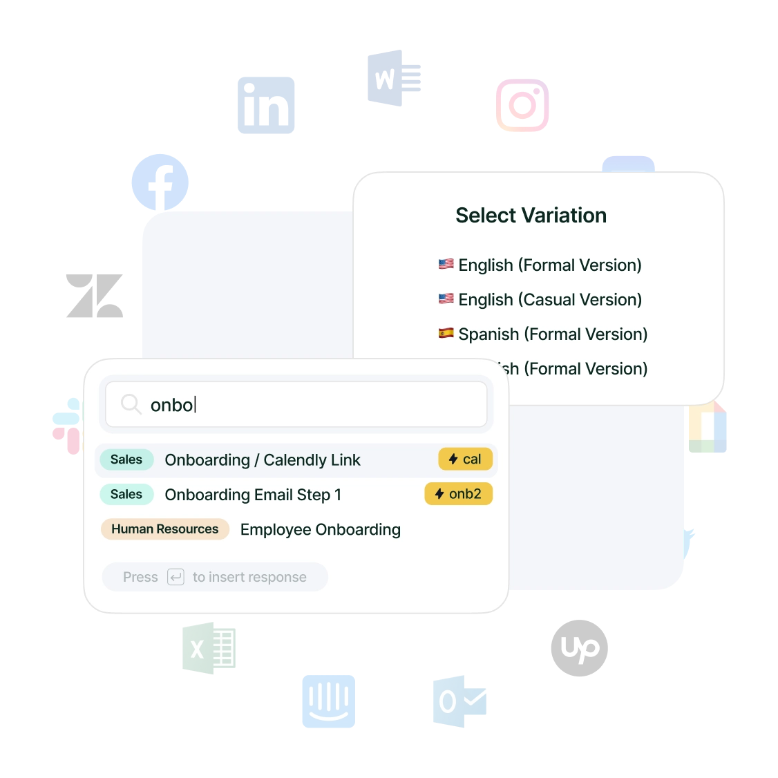 shortcuts; Easily insert any template with shortcuts you can customize for each template! For instance, /addr can be you company's address everywhere you need it.