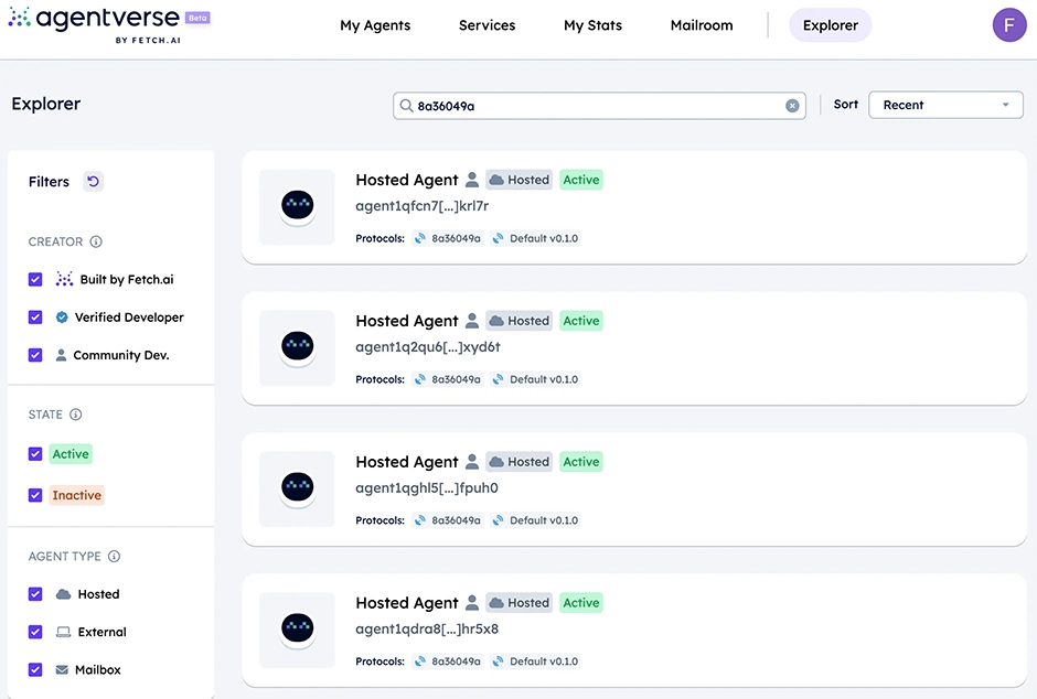 Fetch AI Agentverse platform