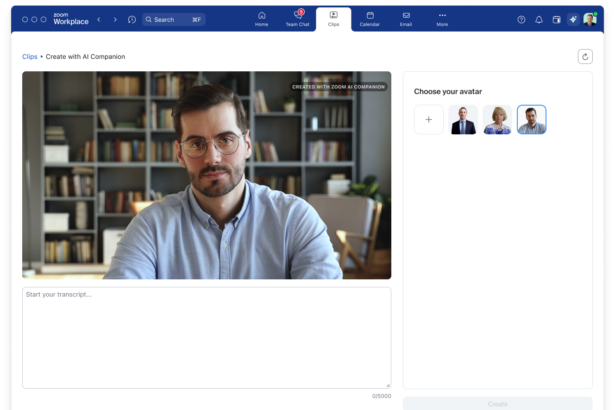 Zoom custom AI avatars for clips