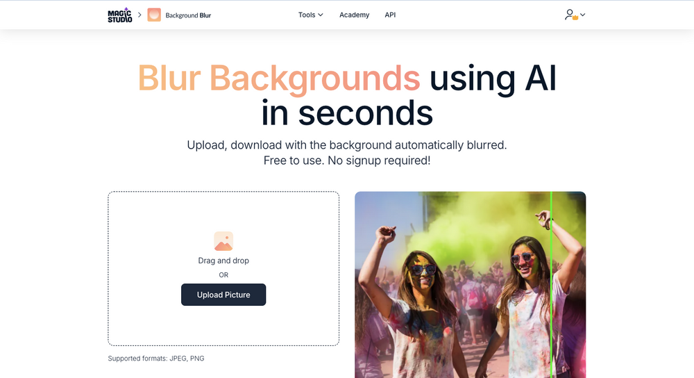 Screenshot drag and drop for blur backgrounds Magic studio