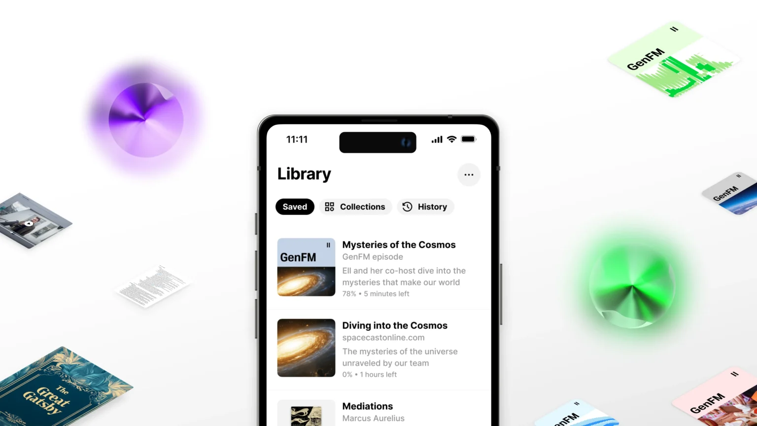 GenFM Now Playing on ElevenReader: Transforming Written Content into Smart Podcasts